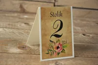 Rustykalne Numery na Stół Boho Karmelowe | Amelia-Wedding.pl