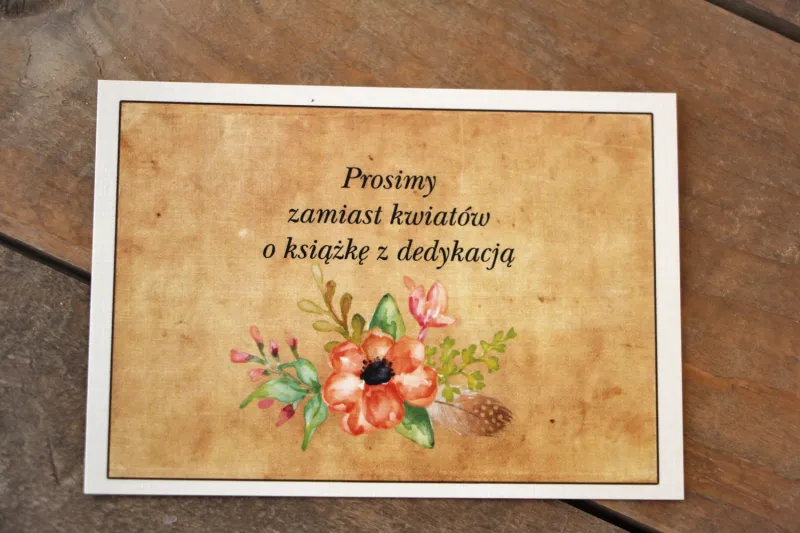 Kwiatowy, boho Bilecik do zaproszenia ślubnego w stylistyce rustykalnej - Karmelowe nr 4 Kwiatowy, boho Bilecik do zaproszenia ślubnego w stylistyce rustykalnej - Karmelowe nr 4