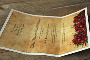Rustykalne zaproszenia ślubne z bordowymi piwoniami - Karmelowe nr 6 - Wnętrze zaproszenia ślubnego