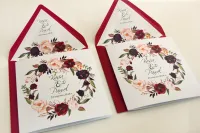 Bordowe Zaproszenia Ślubne Boho z Różami | Kalia nr 9