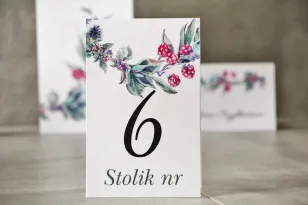 Tischnummern, Hochzeitstisch, Hochzeit - Pistazie Nr. 17 - Waldfrüchte in kühlen Farben