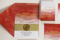 Czerwone Złocone Zaproszenia Ślubne Delfina | Zamów Online