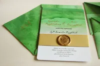 Eleganckie Zaproszenia Ślubne Złocone z Lakiem | Delfina