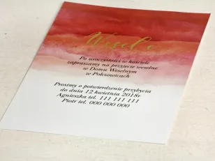 Rot, Aquarellkarte mit Vergoldung für Hochzeitseinladungen