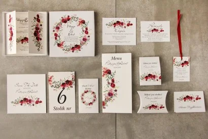 Ślubne Zaproszenia w Pudełku z Bordowymi Różami | Oryginalne Zaproszenia na Ślub | Pistacjowe nr 18