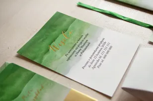 Grün, Aquarellkarte mit Vergoldung für Hochzeitseinladungen - Delfina nr 4