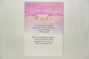 Rosa Aquarellkarte mit Vergoldung für Hochzeitseinladungen - Delfina nr 5