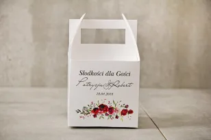 Schachtel für quadratische Torte, Hochzeitstorte - Pistazie Nr. 18 - Elegante Burgunderrosen
