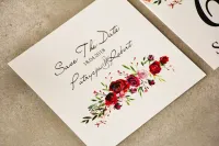 Eleganckie Save the Date z Bordowymi Różami | Zarezerwuj Datę