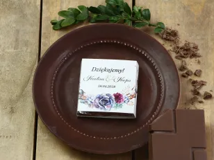 Danke an die Hochzeitsgäste in Form von Milchschokolade, Verpackung mit saftiger Grafik
