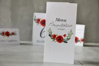 Menu Weselne Czerwone Maki | Personalizowana Karta Dań