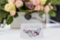 Winietki Ślubne Piwonie Srebrzone | Eleganckie | Cykade nr 16