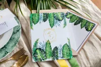 Złocone Zaproszenia Ślubne Zielone Liście | Sorento nr 12
