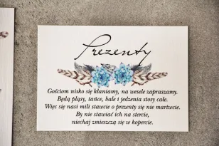 Einladungskarte 105 x 74 mm Hochzeitsgeschenke - Pistazien Nr. 21 - Blaue Boho-Sukkulenten