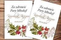Etykiety na Wódkę Weselną Czerwone Róże | Akwarele nr 3