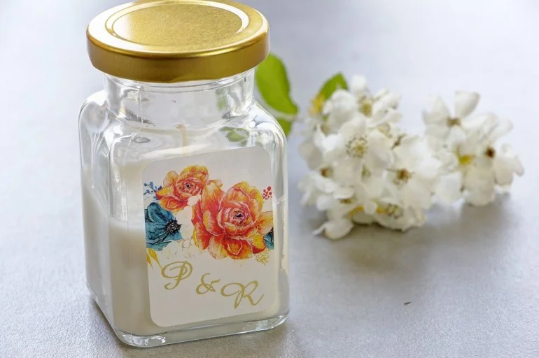  Świeczki Zapachowe w Szkle z Grafiką Anemonów i Róż | Pamiątki dla Gości Komunijnych