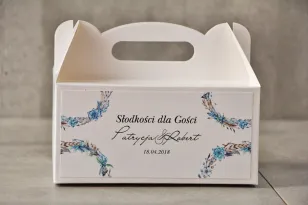Rechteckige Tortenschachtel, Hochzeitstorte, Hochzeit - Pistazie Nr. 21 - Blaues Muster im Boho-Stil, Sukkulenten