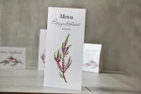 Menu Weselne Wrzosowe Fioletowe z Wrzosem | Amelia Wedding