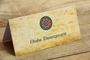 Vignetten, Visitenkarten für die Hochzeitstafel - Folk, Łowicz. Eine breite Farbpalette unterstreicht den folkloristischen