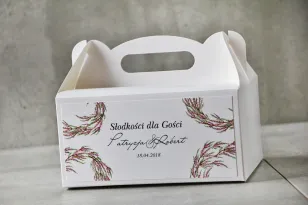 Prostokątne pudełko na ciasto, tort weselny, Ślub - Pistacjowe nr 22 - Jesienne wrzosy