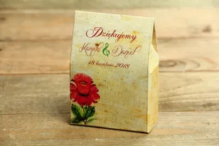 Folk Box für Süßigkeiten als Dankeschön an die Hochzeitsgäste. Mit folkloristischen, floralen Grafiken.