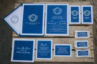 Eleganckie Zaproszenia Ślubne Granatowo-Złote | Sonata nr 1