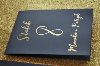 Numery na Stół Weselny Glamour Granatowe Złocone | nr 1