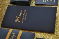 Złocone Menu Weselne Granatowe Glamour nr 1 | Zamów Online
