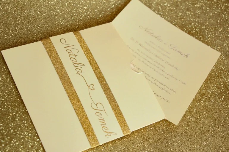 Wytworne Ślubne Zaproszenia z Brokatowym Papierem | Glamour Design