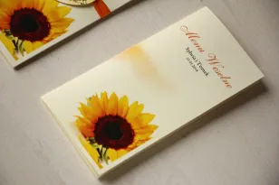 Kwiatowe Menu Weselne ze słonecznikiem.