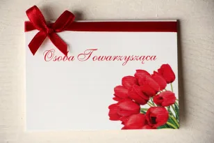 Hochzeitsvignetten für den Hochzeitstisch mit roten Tulpen