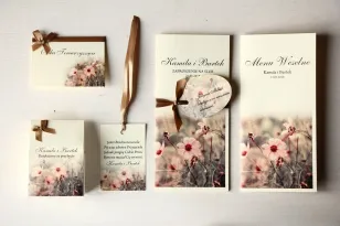 Probierset von Hochzeitseinladungen mit Vignetten, Anhängern, Hochzeitsmenü und Dank an die Gäste - Magnet Nr. 5