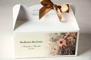 Pudełko na Ciasto weselne w kolorach kremowo-brązowych