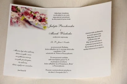 Eleganckie Zaproszenie z kwitnącą wiśnią i ozdobną przywieszką | Unikatowe zaproszenia ślubne | Magnet nr 6