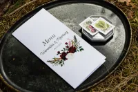 Eleganckie Menu Weselne Srebrzone z Piwoniami | Orini nr 3