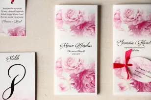 Kwiatowe Menu Weselne, grafika z różowymi piwoniami