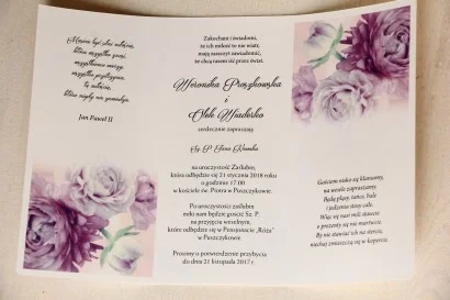 Zaproszenie Ślubne z Piwoniami w odcieniu fioletu z urokliwym wierszykiem | Eleganckie i oryginalne | Magnet nr 17