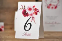 Numerki na Stół Weselny Bordo Dalie | Amelia-Wedding.pl