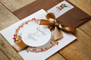 Hochzeitseinladung mit Schleife und buntem Umschlag - Aquarelle Nr. 3 - Winter-Weihnachten