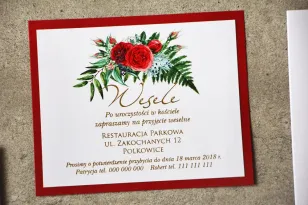 Zweilagiges Ticket Hochzeitsgeschenke Hochzeit - Zikade Nr. 2 mit Vergoldung - Elegante, intensiv rote Rosen
