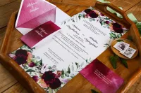 Zaproszenia Ślubne Burgundowe z Piwoniami | Rozalia nr 2