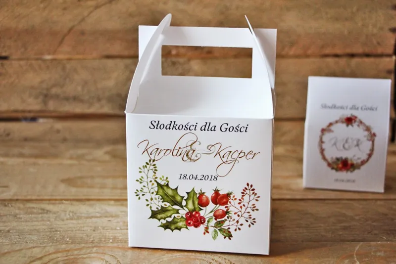 Pudełko na ciasto kwadratowe, tort weselny - Akwarele nr 3 - Zimowo-świąteczne Pudełko na ciasto kwadratowe, tort weselny - Akwarele nr 3 - Zimowo-świąteczne
