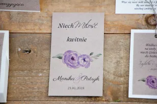 Podziękowania dla Gości weselnych - nasiona Niezapominajki - Margaret nr 4 - Akwarelowe fioletowe kwiaty