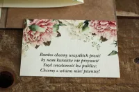 Bileciki do Zaproszeń Ślubnych Piwonie | Wkładki RSVP Kraft 2