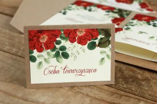 Hochzeitsvignetten, Visitenkarten mit Personalisierung für den Hochzeitstisch - Grafiken mit roter chinesischer Rose und grünen