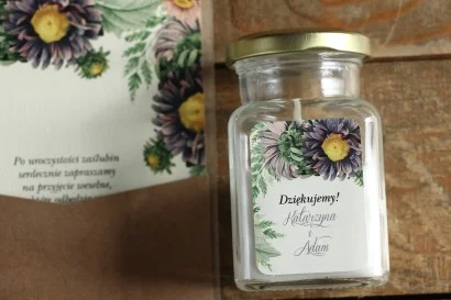 Świeczki Zapachowe w Szkle z Kwiatowymi Akcentami | Prezenty dla Gości Weselnych 