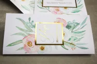 Złocone Menu Weselne Glamour z Piwoniami | Flores Nr 1