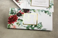 Złocone Menu Weselne Glamour z Piwoniami | Flores Nr 2