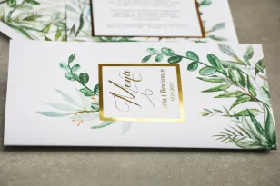 Hochzeitsmenü mit Glamour-Vergoldung - Botanisches Thema Grün