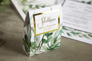 Süße Schachtel mit Vergoldung, dank Hochzeitsgästen - Greenery botanisches Thema